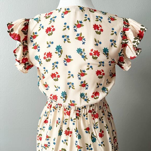 Celina Moon X Anthro Cotton Flutter Sleeve Floral Maxi Dress women’s size small - Picture 8 of 14